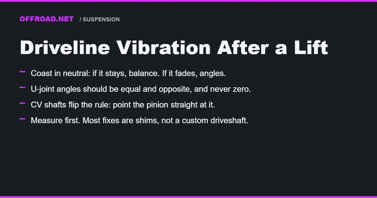Driveline Vibration After a Lift: Pinion Angle, Slip Yokes, and Carrier Bearings