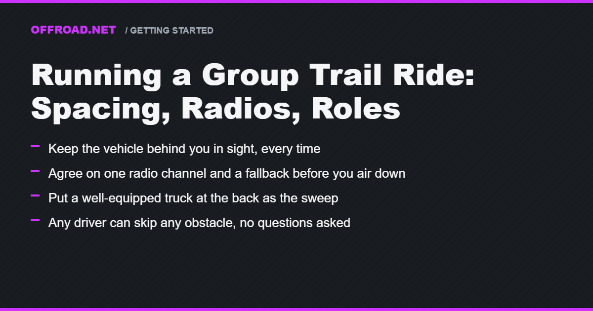 Running a Group Trail Ride: Spacing, Radio Etiquette, and Who Does What