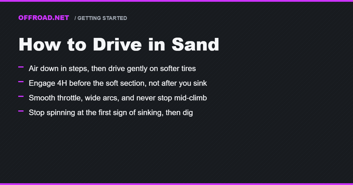 How to Drive in Sand: Tire Pressure, Throttle, and Getting Unstuck
