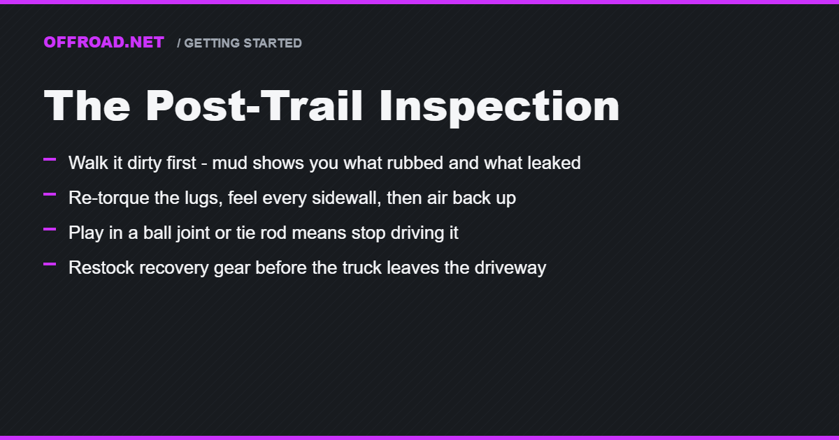 The Post-Trail Inspection: 20 Minutes That Catches Most Breakdowns