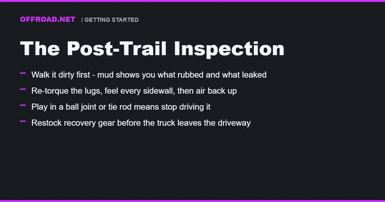 The Post-Trail Inspection: 20 Minutes That Catches Most Breakdowns