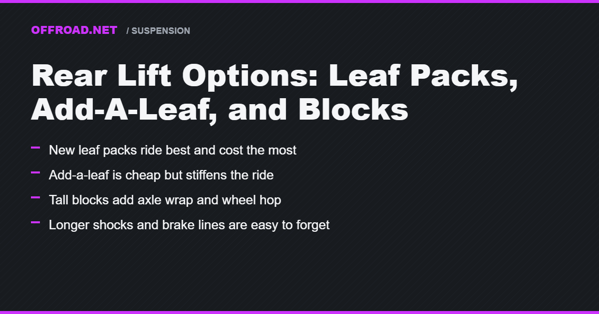 Rear Lift Options: Leaf Packs, Add-A-Leaf, and Blocks