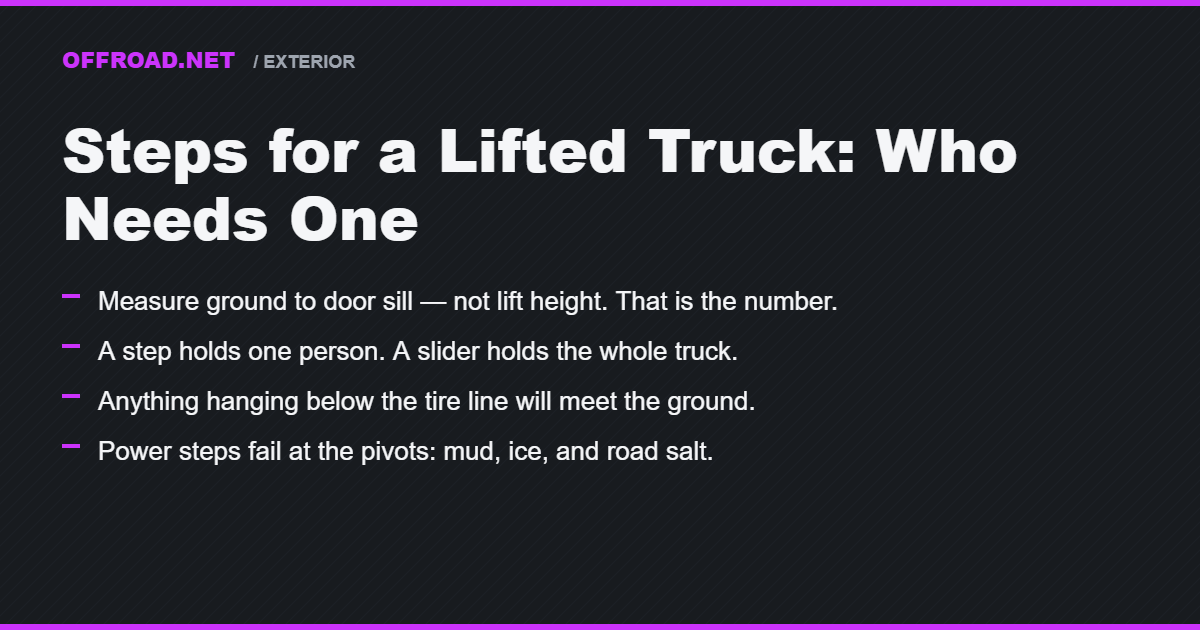 Steps for a Lifted Truck: Who Needs One and What Survives