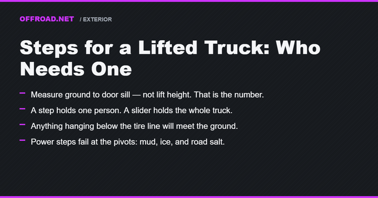 Steps for a Lifted Truck: Who Needs One and What Survives