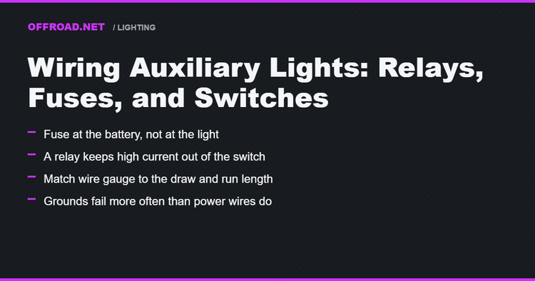 Wiring Auxiliary Lights: Relays, Fuses, and Switches