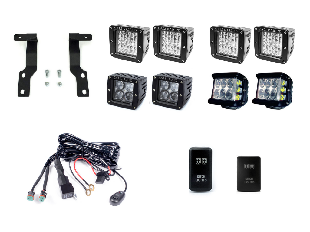 2005-2015 Toyota Tacoma Low Profile LED Ditch Light Brackets/Combo - Cali Raised LED