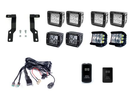 2005-2015 Toyota Tacoma Low Profile LED Ditch Light Brackets/Combo - Cali Raised LED