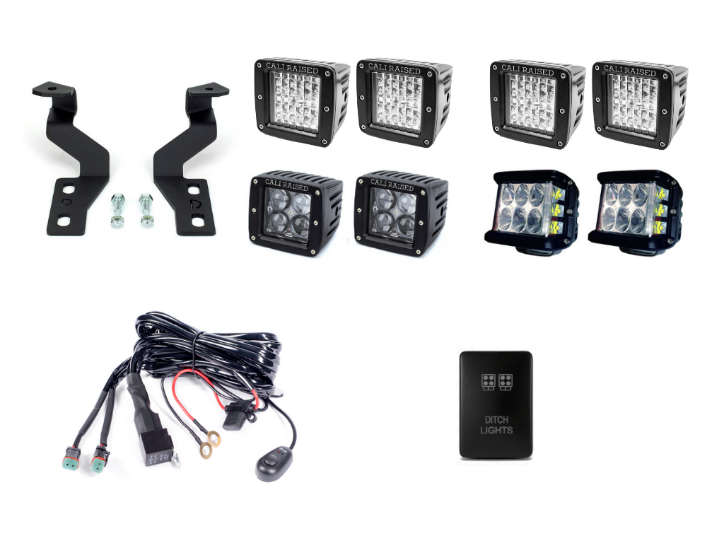 2014-2020 Toyota Tundra Low Profile Ditch Light Brackets/Combo - Cali Raised LED